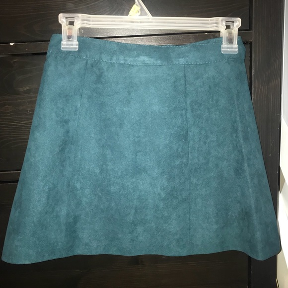 A-line faux suede teal skirt from H&M - Picture 4 of 5